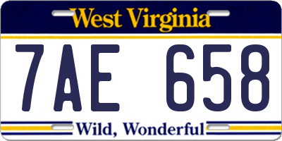 WV license plate 7AE658
