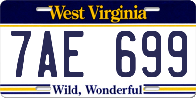 WV license plate 7AE699