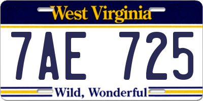 WV license plate 7AE725