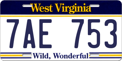 WV license plate 7AE753