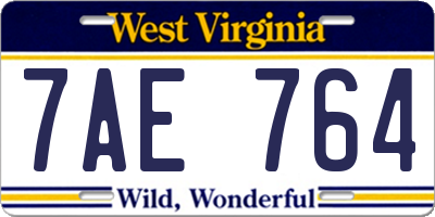 WV license plate 7AE764