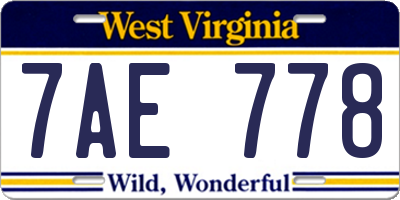 WV license plate 7AE778