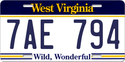 WV license plate 7AE794
