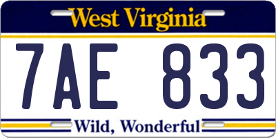 WV license plate 7AE833