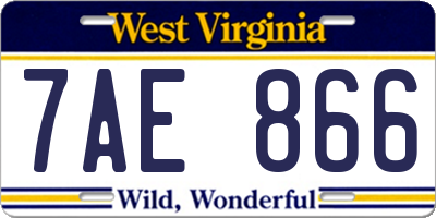 WV license plate 7AE866