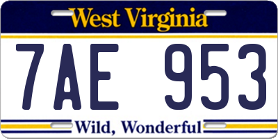 WV license plate 7AE953