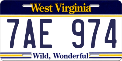 WV license plate 7AE974