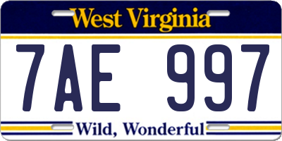 WV license plate 7AE997
