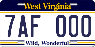 WV license plate 7AF000