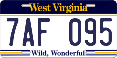 WV license plate 7AF095