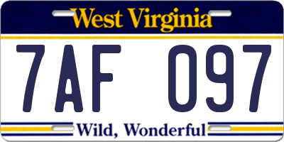 WV license plate 7AF097