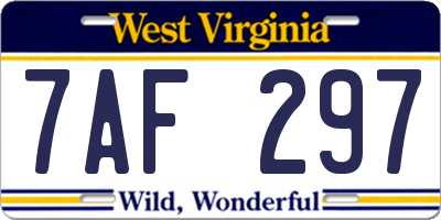 WV license plate 7AF297