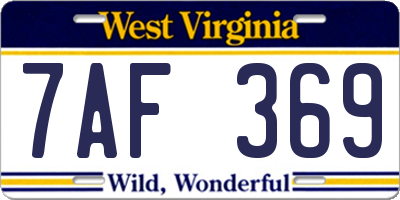 WV license plate 7AF369