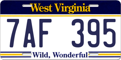 WV license plate 7AF395