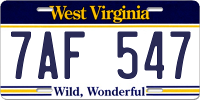 WV license plate 7AF547
