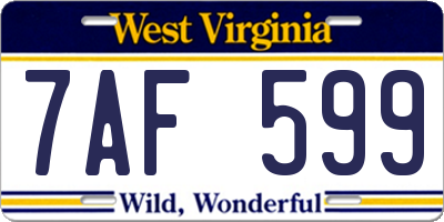 WV license plate 7AF599