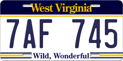 WV license plate 7AF745