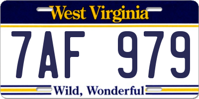 WV license plate 7AF979