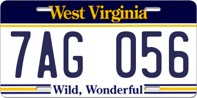WV license plate 7AG056