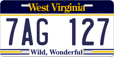 WV license plate 7AG127