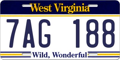 WV license plate 7AG188