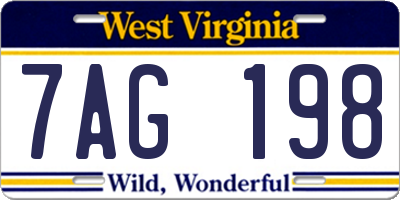 WV license plate 7AG198