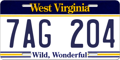 WV license plate 7AG204