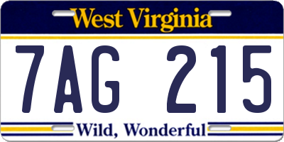 WV license plate 7AG215