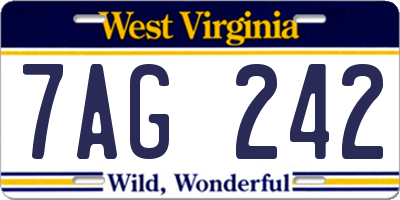 WV license plate 7AG242