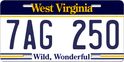 WV license plate 7AG250