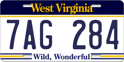 WV license plate 7AG284
