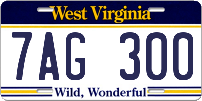 WV license plate 7AG300