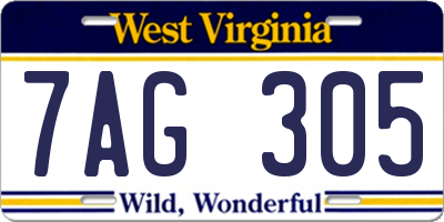 WV license plate 7AG305