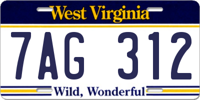 WV license plate 7AG312