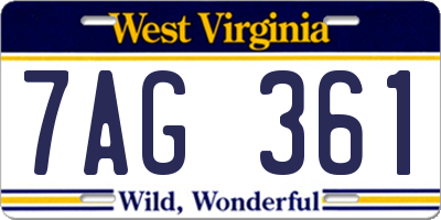 WV license plate 7AG361