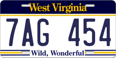 WV license plate 7AG454