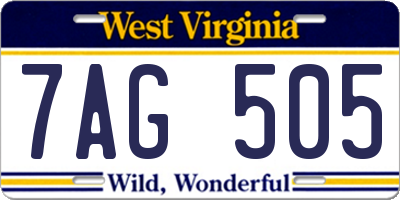 WV license plate 7AG505