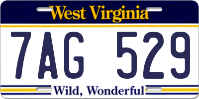 WV license plate 7AG529