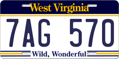 WV license plate 7AG570