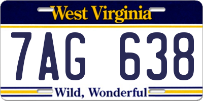 WV license plate 7AG638