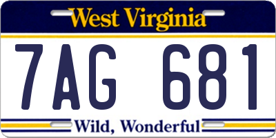 WV license plate 7AG681