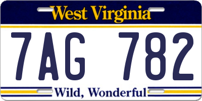 WV license plate 7AG782