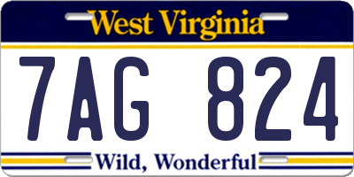 WV license plate 7AG824