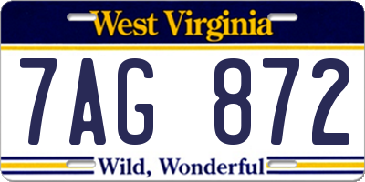 WV license plate 7AG872
