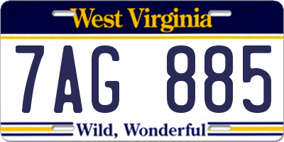 WV license plate 7AG885