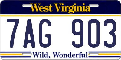 WV license plate 7AG903