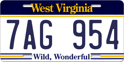 WV license plate 7AG954