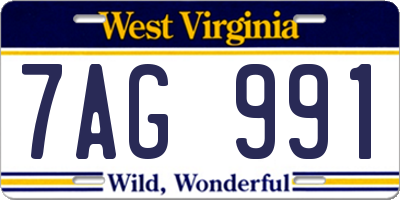 WV license plate 7AG991