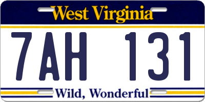 WV license plate 7AH131