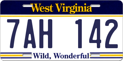 WV license plate 7AH142